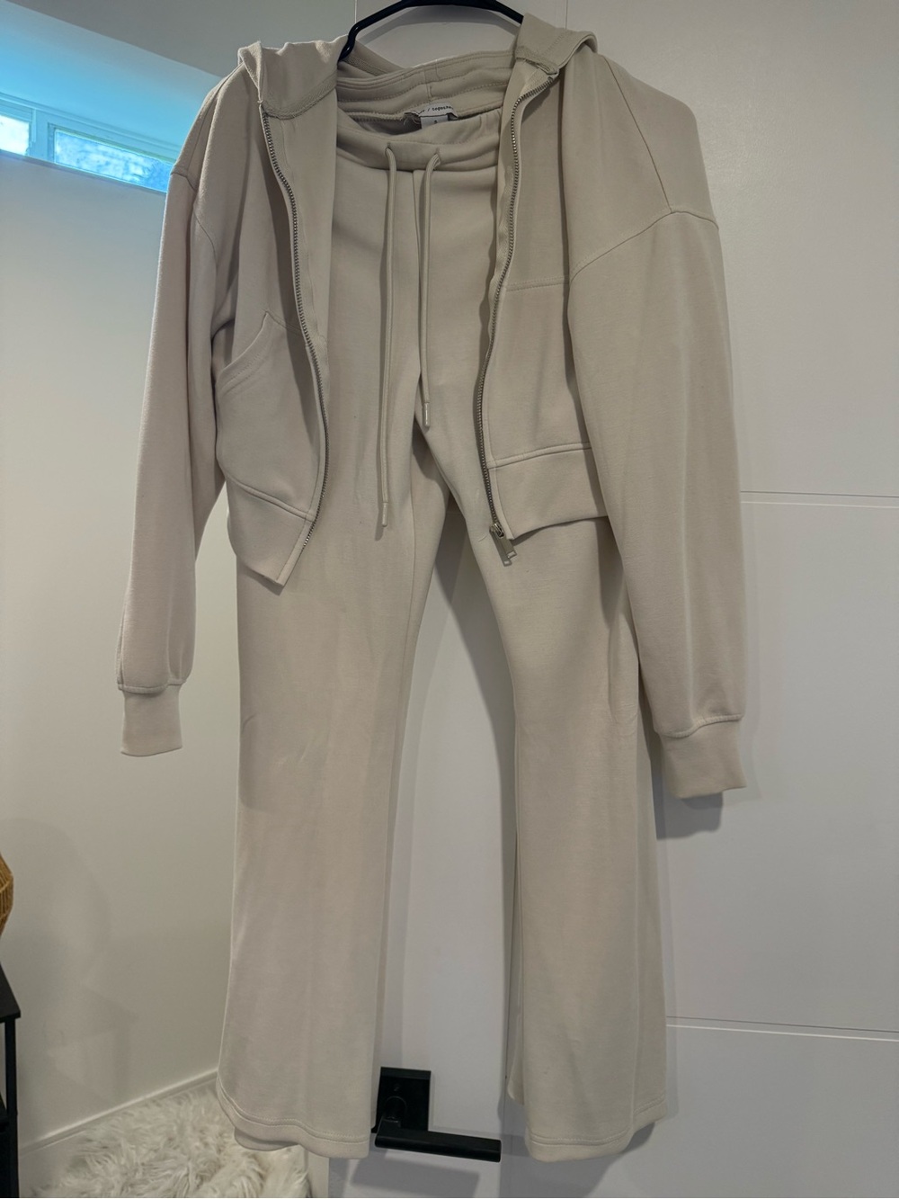 Relaxed Cream Wide-Leg Track Pants - Women's Joggers